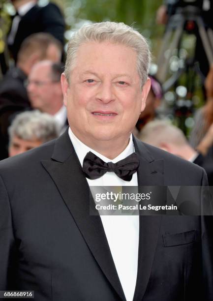 Al Gore attends the "An Inconvenient Truth" premiere during the 70th annual Cannes Film Festival at Palais des Festivals on May 22, 2017 in Cannes,...