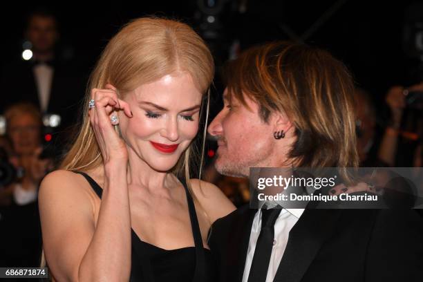 Nicole Kidman and Keith Urban depart after the "The Killing Of A Sacred Deer" screening during the 70th annual Cannes Film Festival at Palais des...