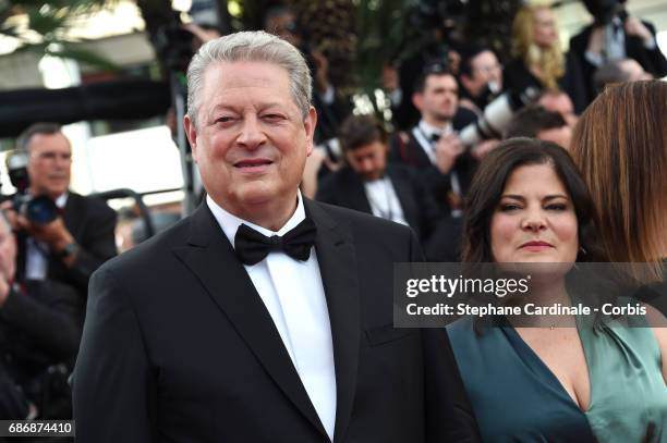 Al Gore and Bonni Cohen attend the "An Inconvenient Truth" premiere during the 70th annual Cannes Film Festival at Palais des Festivals on May 22,...