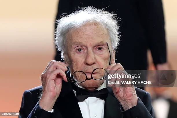 French actor Jean-Louis Trintignant arrives on May 22, 2017 for the screening of the film 'Happy End' at the 70th edition of the Cannes Film Festival...