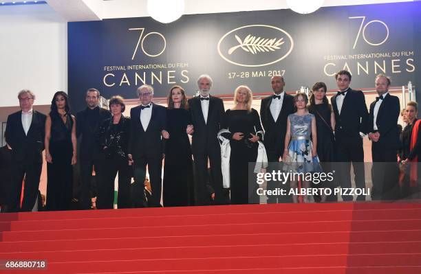 French actor Dominique Besnehard, French actress Nabiha Akkari, French actor Mathieu Kassovitz, French actor Jean-Louis Trintignant and his wife...