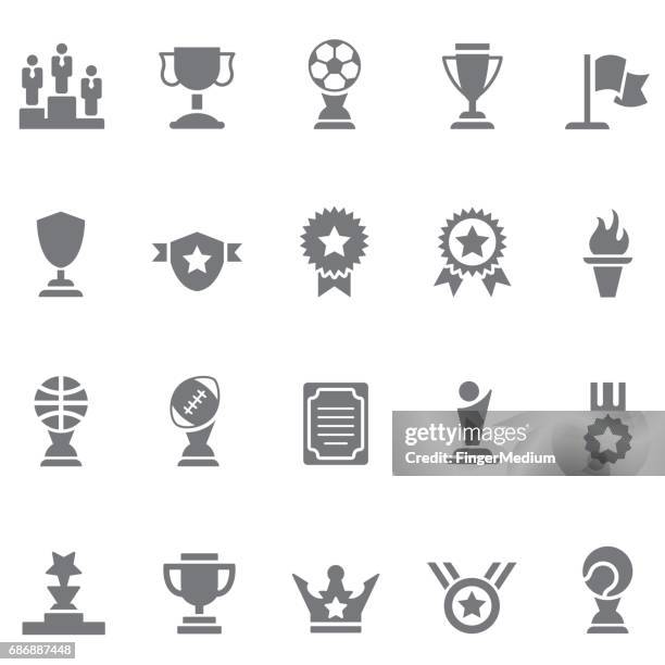 trophy icon set - trophy stock illustrations