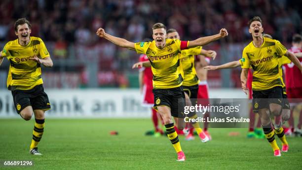 Dzenis Burnic of Dortmund celebrates with team mates their win of the U19 German Championship Final after the match between Borussia Dortmund and FC...