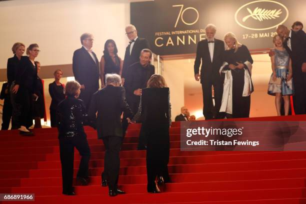 Members of cast and crew including Nabiha Akkari, Mathieu Kassovitz, Marianne Hoepfner, Jean-Louis Trintignant, Isabelle Huppert, director Michael...