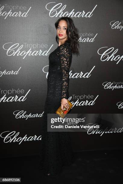 Lana El Sahely attends the Chopard Trophy photocall at Hotel Martinez on May 22, 2017 in Cannes, France.