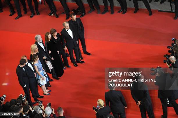 Belgian actor Franz Harduin, British actor Toby Jones, Belgian actress Fantine Harduin, Austrian director Michael Haneke and his wife Susi Haneke,...