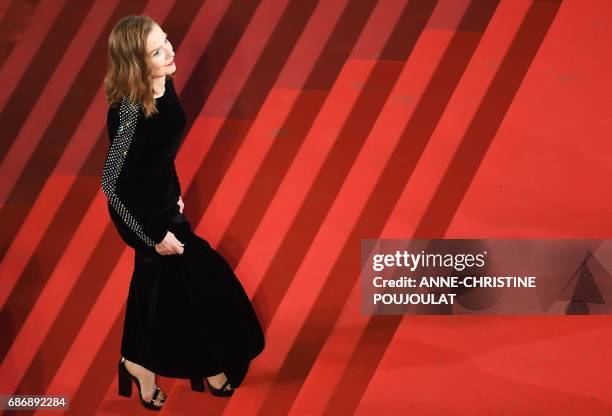 French actress Isabelle Huppert arrives on May 22, 2017 for the screening of the film 'Happy End' at the 70th edition of the Cannes Film Festival in...