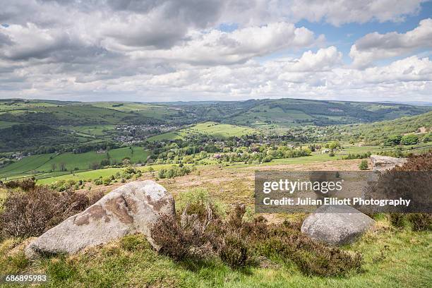 baslow edge in the peak district, uk. - baslow stock-fotos und bilder