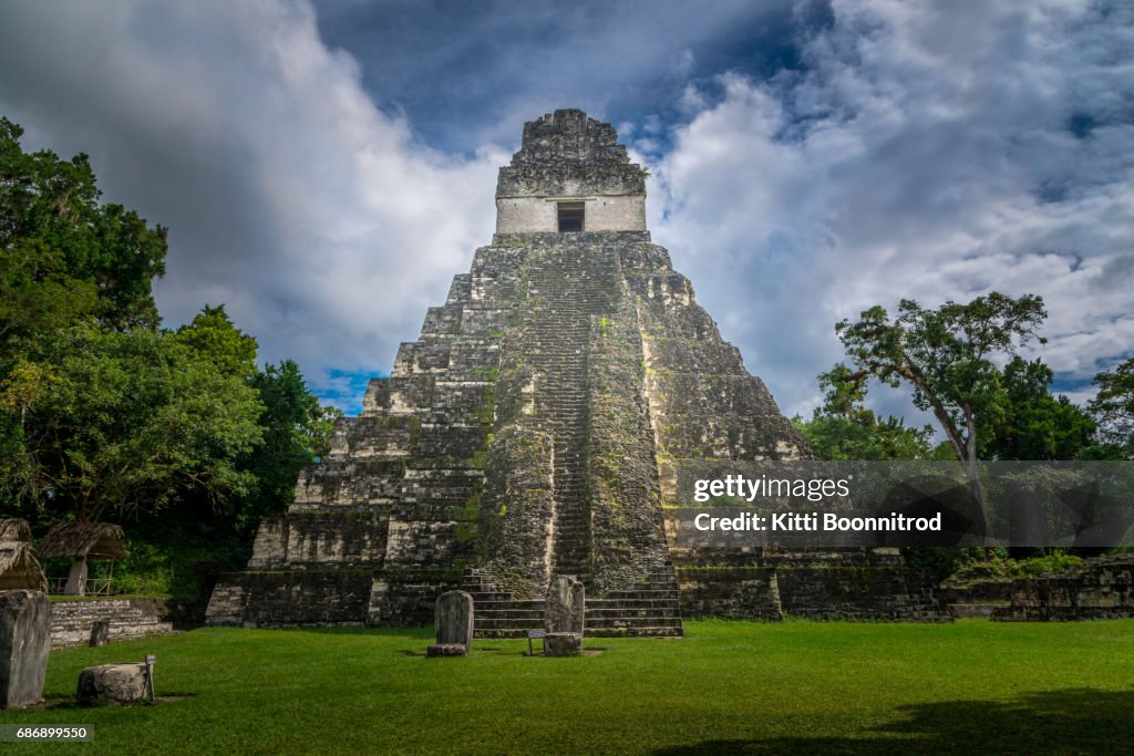 Pyramid of Tikal, a famous mayan site in Guatemala