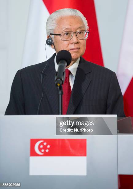 President of Singapore Tony Tan Keng Yam during media statements, after Singapore President visit in Poland. 22 May Warsaw, Poland