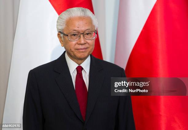 President of Singapore Tony Tan Keng Yam during media statements, after Singapore President visit in Poland. 22 May Warsaw, Poland