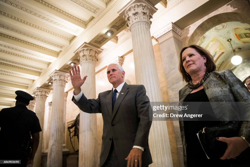 Vice President Pence Meets With Lawmakers On Capitol Hill