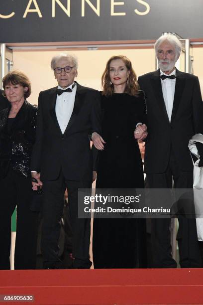 Marianne Hoepfner, Jean-Louis Trintignant, Isabelle Huppart and director Michael Haneke attend the "Happy End" screening during the 70th annual...