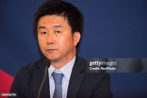 Kang Chol Hwan, a North Korean dissident who was imprisoned concentration camp for 10 years, speaks at the 2017 Oslo Freedom Forum on May 22 2017 at...