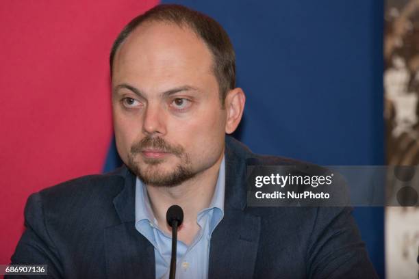 Vladimir Kara-Murza, a Russian oposition politician who has already survived two attempts to poison him, speaks at the opening press conference of...