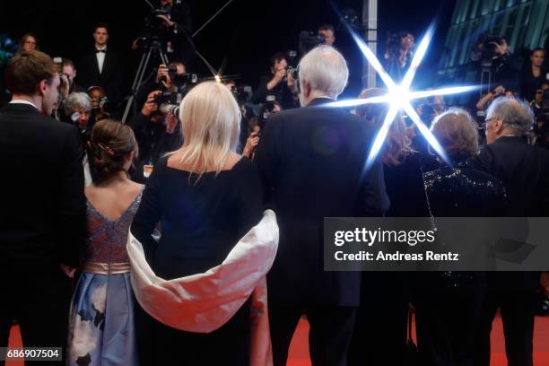 Franz Rogowski, Fantine Harduin, Susi Haneke, Michael Haneke, Isabelle Huppert, Marianne Hoepfner and Jean-Louis Trintignant attend the "Happy End"...