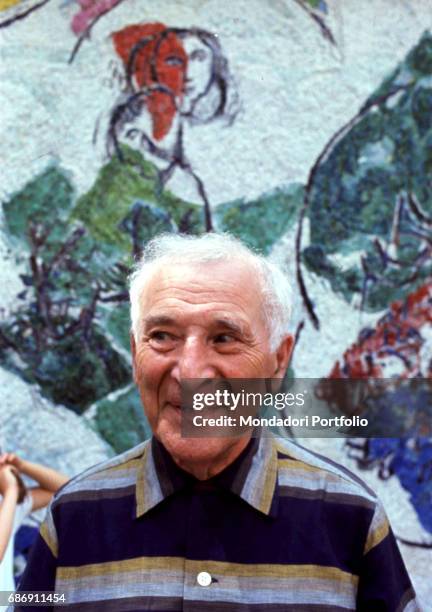 Belarusian-born French painter Marc Chagall smiling. Saint-Paul-de-Vence, 1967