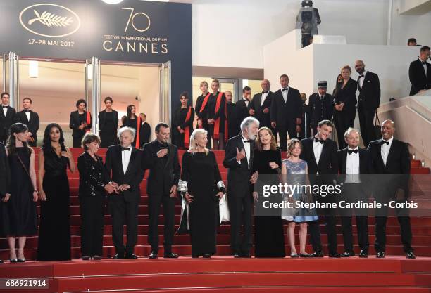 Members of cast and crew including Nabiha Akkari, Mathieu Kassovitz, Marianne Hoepfner, Jean-Louis Trintignant, Isabelle Huppert, director Michael...