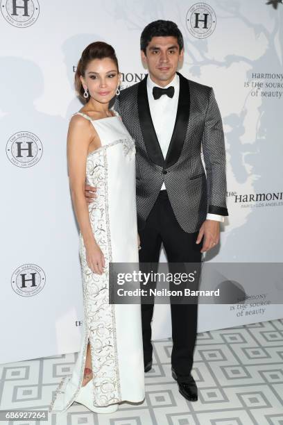 Timur Tillyaev and Lola Karimova-Tillyaeva attend The Harmonist Gala Event during the 70th annual Cannes Film Festival at Club Albane on May 22, 2017...