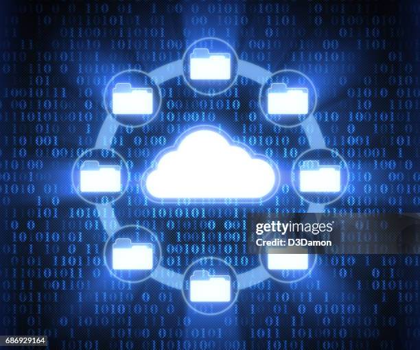 cloud and folders on digital screen - electronic file stock pictures, royalty-free photos & images