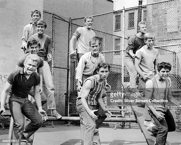 Actors Tucker Smith, Scooter Teague and Tony Mordente are among the actors in a scene from the film 'West Side Story', 1961.