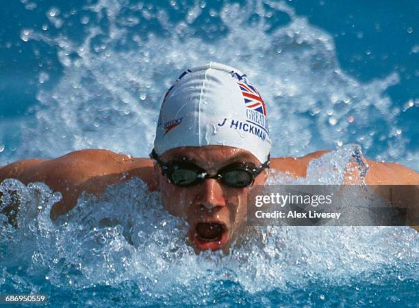 James Hickman of Great Britain during the Men's 200 metres butterfly event at the European Swimming Championships on 30 July 1999 at the Atakoy...