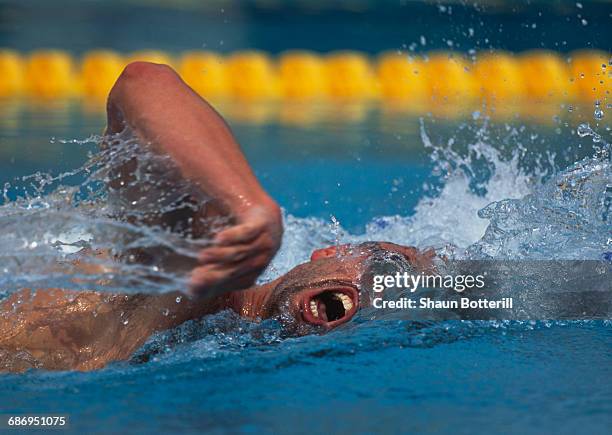 Jorg Hoffmann of the German Democratic Republic during the Men's 1500 metres freestyle event at the European Swimming Championships on 30 July 1999...