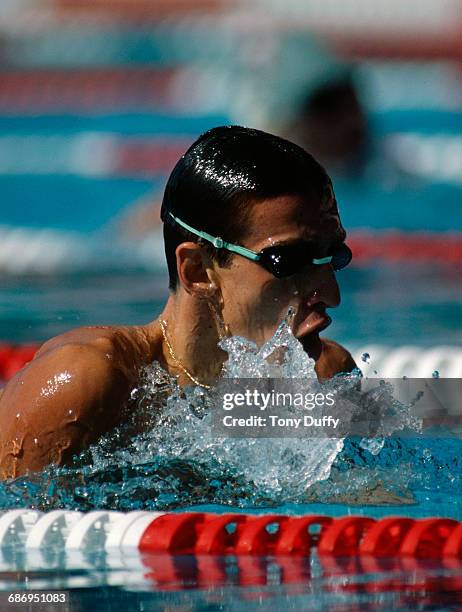 Giovanni Franceschi of Italy swimming the Men's 400 metre individual medley at the European Swimming Championships on 23 August 1983 at the Stadio...