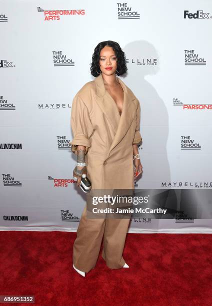 Honoree Rihanna attends the 69th Annual Parsons Benefit at Pier 60 on May 22, 2017 in New York City.