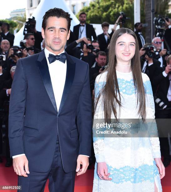 British actress Raffey Cassidy and Irish actor Colin Farrell arrive for the premiere of the film 'The Killing of a Sacred Deer' in competition at the...