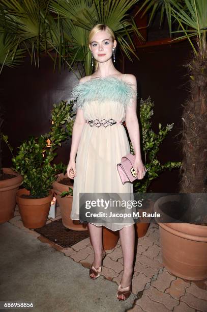 Elle Fanning attends Fondazione Prada Private Dinner during the 70th annual Cannes Film Festival at Restaurant Fred L'Ecailler on May 22, 2017 in...