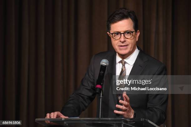 Stephen Colbert hosts the Elevator Repair Service Theater 25th Anniversary Gala at Tribeca Rooftop on May 22, 2017 in New York City.