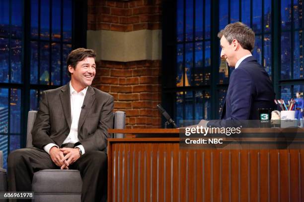 Episode 532 -- Pictured: Actor Kyle Chandler during an interview with host Seth Meyers on May 22, 2017 --