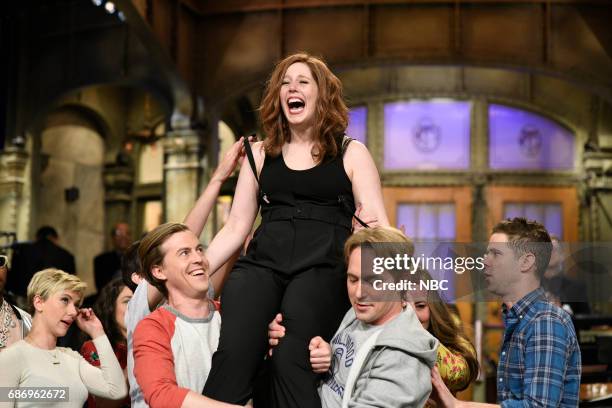 Dwayne Johnson" Episode 1725 -- Pictured: Alex Moffat, Vanessa Bayer, Beck Bennett in Studio 8H on May 20, 2017 --