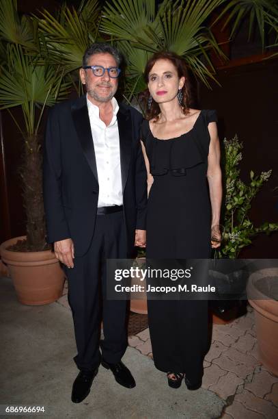 Sergio Castellitto and Margaret Mazzantini attend Fondazione Prada Private Dinner during the 70th annual Cannes Film Festival at Restaurant Fred...