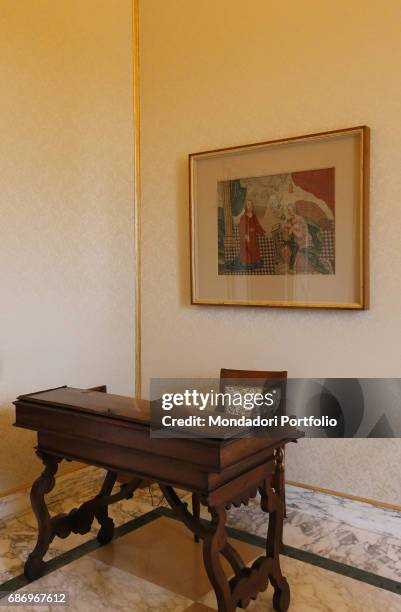 Press preview for the international journalists before the Pope's Apartments in the Apostolic Palace open to the public. The Participant's Room....