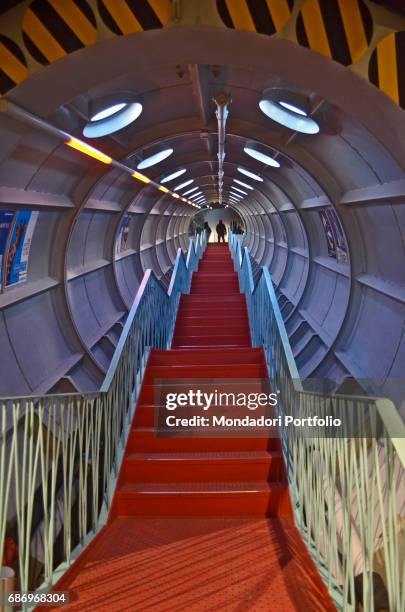 The interior of the exhibition rooms of the Atomium. Brussels, Belgium. 4th December 2016