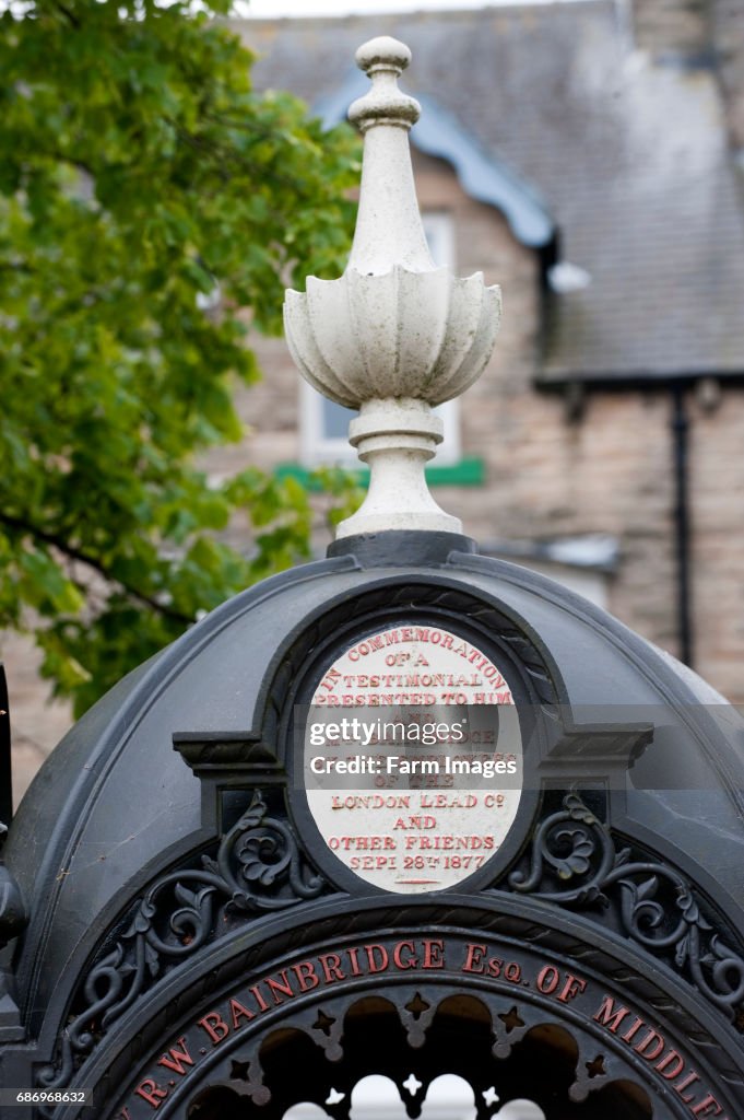 Inscription on water fountain in the market place of Middleton in Teesdale - Co. Durham