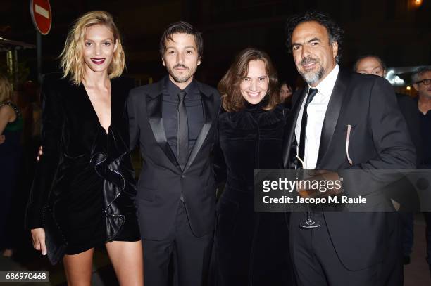 Anja Rubik, Diego Luna, Daniela Michel and Alejandro Gonzalez Inarritu attend Fondazione Prada Private Dinner during the 70th annual Cannes Film...