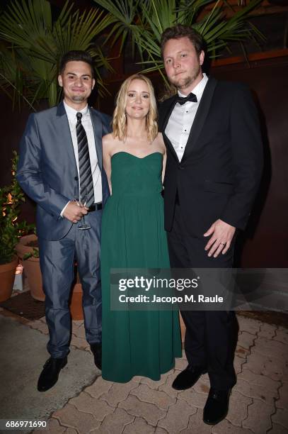 Tiago Washburn, Katie Calhoon and Ethan Stearns attend Fondazione Prada Private Dinner during the 70th annual Cannes Film Festival at Restaurant Fred...