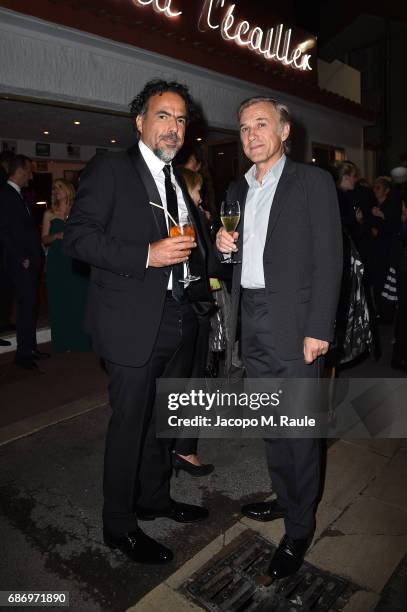 Alejandro Gonzalez Inarritu and Christoph Waltz attend Fondazione Prada Private Dinner during the 70th annual Cannes Film Festival at Restaurant Fred...