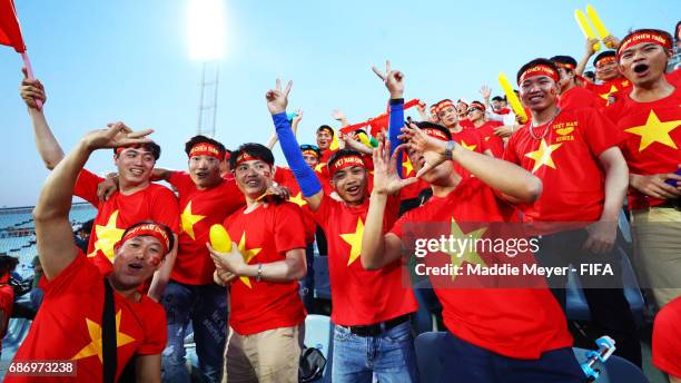 Vietnam fans show support for their team during the FIFA U-20 World Cup Korea Republic 2017 group E match between Vietnam and New Zealand at Cheonan...