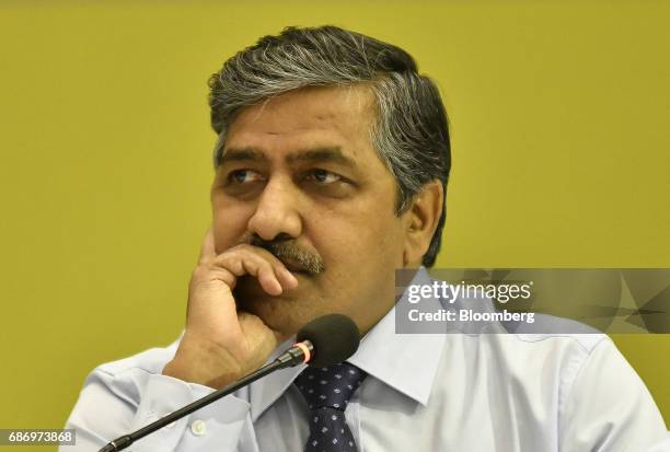 Tripathi, chairman and managing director of GAIL India Ltd., pauses during a news conference in New Delhi, India, on Monday, May 22, 2017. Shares of...