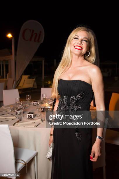 Host Federica Panicucci in the beach resort Ostras Beach during the event Chi Summer Tour. Marina di Pietrasanta, Italy. 24th June 2016