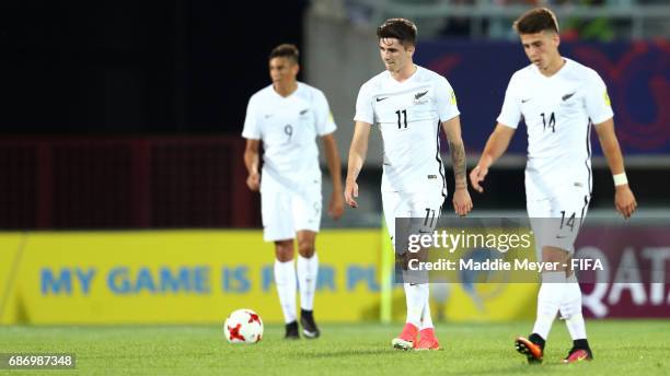 Noah Billingsley, Henry Cameron and Jack-Henry Sinclair of New Zealand walk to the locker room during the FIFA U-20 World Cup Korea Republic 2017...