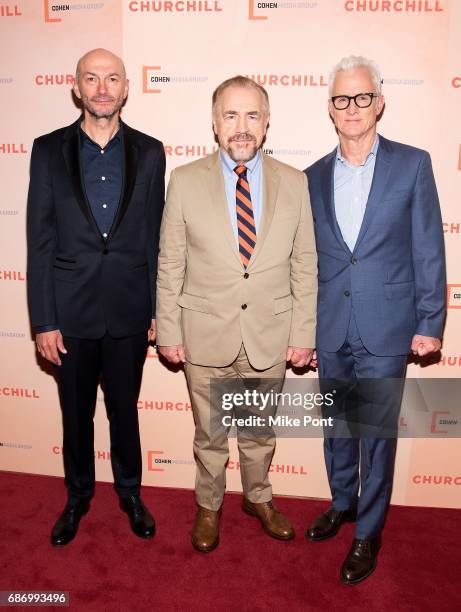 Jonathan Teplitzky, Brian Cox, and John Slattery attend the "Churchill" New York Premiere at the Whitby Hotel on May 22, 2017 in New York City.