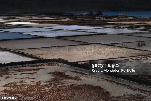 View of the Salinas de Janubio. The salt pans are located in a volcanic lagoon. Lanzarote, 30th May 2016