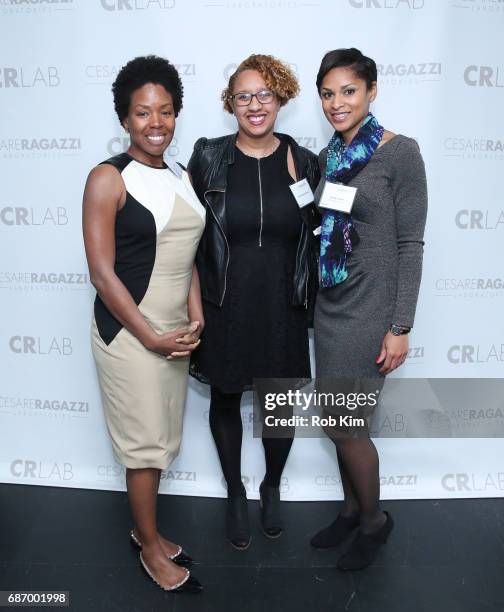 Alexis Stodghill, Jennifer Corcino and Jericka Duncan attend Cesare Ragazzi USA Launch Event at Hotel on Rivington on May 22, 2017 in New York City.