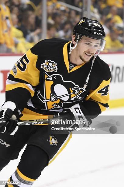 Pittsburgh Penguins right wing Josh Archibald warms up before Game Five of the Eastern Conference Final during the 2017 NHL Stanley Cup Playoffs...