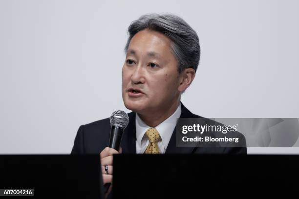 Kazuo Hirai, president and chief executive officer of Sony Corp., speaks during a news conference in Tokyo, Japan, on Tuesday, May 23, 2017. Its been...